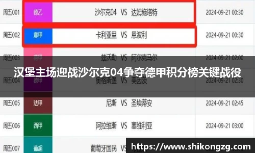汉堡主场迎战沙尔克04争夺德甲积分榜关键战役