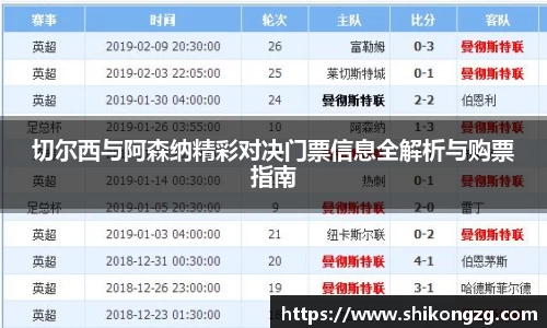 切尔西与阿森纳精彩对决门票信息全解析与购票指南
